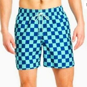 Goodfellow & Co Blue Checkered Drawstring Swimsuit in Size M